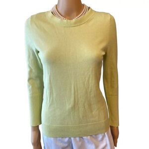 Banana Republic Silk Blend Lime Green Crewneck Sweater Women Size S Stretch